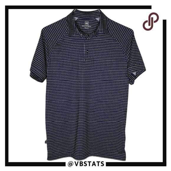 Mizzen + Main Men's Geometric Trim Fit Short Sleeve Polo Shirt Blue Small NWOT - Picture 4 of 11